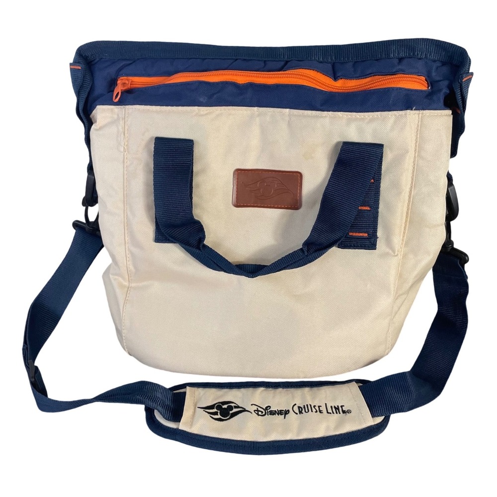 Disney Cruise Line DCL Cooler Tote Bag Insulated Navy Cream Orange Cruise Travel
